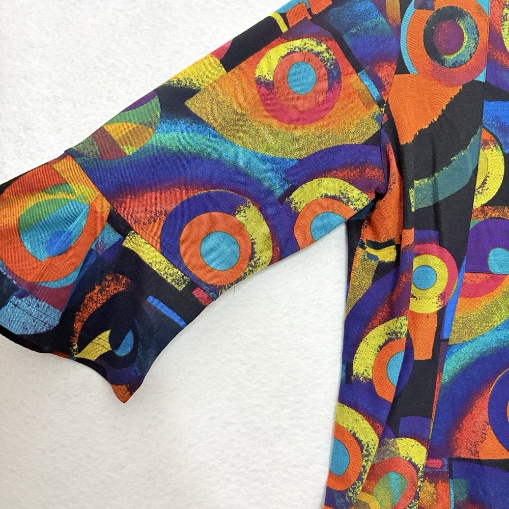 Ali Miles Tunic Sz 1X Button Down Wearable Art Lagenlook Pop Art Eclectic Top - Picture 4 of 8